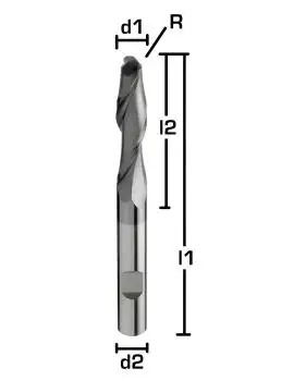 6R3 x 40 x 150 - d2=6 mm ✓ VHM-Radiusfräser 30°, Z=2, Vollradiusfräser Spezialbeschichtet, Überlang