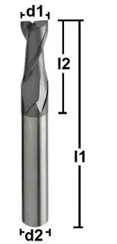 1,0 x 5 x 50 - d2=6 mm ✓ VHM Fräser Z=2 HA beschichtet, Universalfräser, Spiralnutfräser
