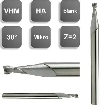 0,3 x 1 x 38 - d2=3 mm ✓ VHM-Mikrofräser 30°, Z=2, Mini-Schaftfräser