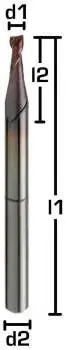 0,3 x 1 x 38 - d2=3 mm ✓ VHM-Mikrofräser 30°, Z=2, Spezialbeschichteter Mini-Schaftfräser