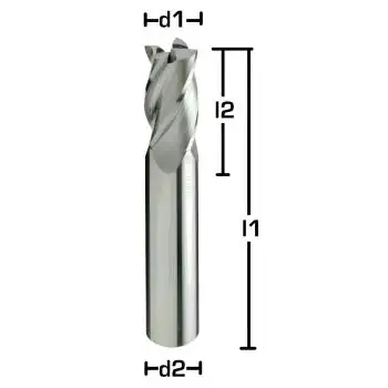 4,0 x 40 x 75 - d2=4 mm ✓ VHM-Schaftfräser 30°, Z=4, poliert, Universalfräser, überlang/extralang