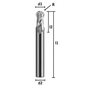 6R3 x 13 x 50 - d2=6 mm ✓ VHM Radius-Fräser, Z=2, Vollradiusfräser für NE-Metalle