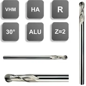 3R1,5 x 10 x 60 - d2=6 mm ✓ VHM Radiusfräser extralang, Vollradiusfräser überlang, Z=2 scharf geschliffen für Alu und NE-Metalle