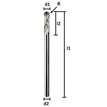 3R1,5 x 10 x 60 - d2=6 mm ✓ VHM Radiusfräser extralang, Vollradiusfräser überlang, Z=2 scharf geschliffen für Alu und NE-Metalle