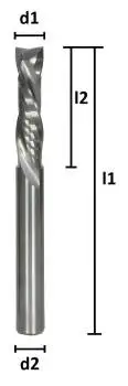 6,0 x 22 x 60 - d2=6 mm ✓ VHM Fräser für Holz, MDF, Spiralfräser bzw. Kompressionsfräser Z=2 up+down