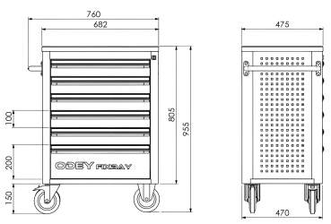 Werkzeugwagen gefüllt FIXBAY mit 6 Schubladen inklusive hochwertige ProWerkzeuge