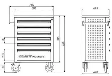 Werkzeugwagen gefüllt FIXBAY mit 6 Schubladen inklusive hochwertige ProWerkzeuge