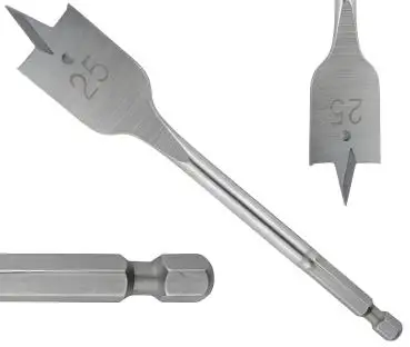 12 mm ✓ Flachfräsbohrer, sandgestrahlt mit Seitenschneider, Holzbohrer mit QickBit (6-Kant) Schaft