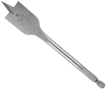 12 mm ✓ Flachfräsbohrer, sandgestrahlt mit Seitenschneider, Holzbohrer mit QickBit (6-Kant) Schaft