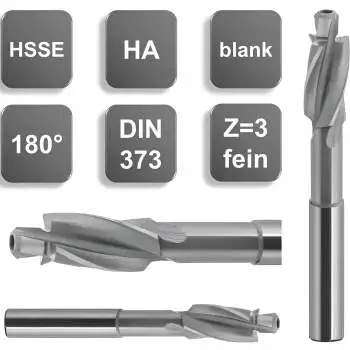 M5 / 5,5 auf 10 x 80 - d2=8 mm ✓ HSS-CO5-Flachsenker, Zapfensenker 180°, mittel, DIN373, Z=3
