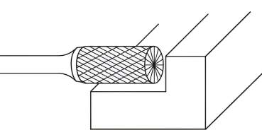 12,0 x 25 x 75 - d2=6 mm ✓ VHM-Frässtift Zylinder mit Stirnverzahnung Hartmetall-Frässtift bis 45 HRC