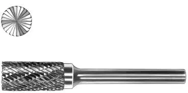 10,0 x 25 x 75 - d2=6 mm ✓ VHM-Frässtift Zylinder mit Stirnverzahnung Hartmetall-Frässtift bis 45 HRC