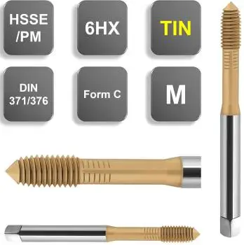 HSSE/PM-Gewindeformer, Gewindefurcher DIN371, Form C, 6HX, TIN-beschichtet zum Innengewindeformen von GEFRABO