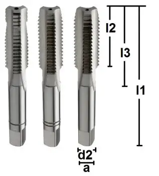 M5 ✓ HSSE Handgewindebohrer Satz 3-teilig (1-2-F) 6HX, gerade genutet, DIN 352, für Inox
