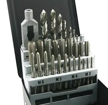 Gewindebohrer 29 teilig Set M3 - M12 Handgewindebohrer als Satz und Kernlochbohrer Gewinde