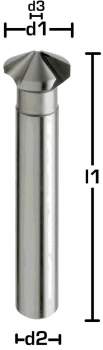 10,4 x 48 mm, d2=6 mm ✓ HSSE-Kegelsenker 120°, Senker, Entgratsenker, Z=3, blank