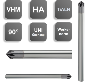 10,0 x 150 - d2=10 mm ✓ VHM-Entgrater 90°, Fasenfräser überlang/extralang, Z=6, beschichtet, HA Schaft