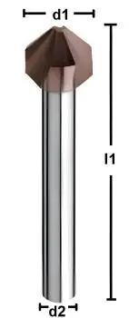 12,4 x 56 - d2=8 mm ✓ VHM Kegelsenker 90°, Entgratsenker Z=3, beschichtet, bis 60 HRC