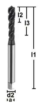 M12 ✓ HSSE/PM Gewindebohrer 45°, Sackloch, DIN 376, Hardlube, 6HX, Form E