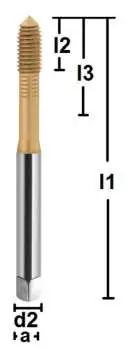 M2 ✓ HSSE/PM-Gewindeformer, Gewindefurcher DIN371, Form C, 6HX, TIN-beschichtet