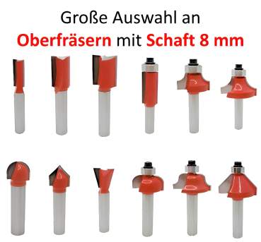 Bündigfräser Set 12,7 Mm Mit Kugellager – 8 Mm Schaft, 4 Stück, Für Holz & Verbund