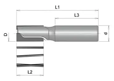 8,0 x 12 x 40 x 60 - d2=8 mm ✓ PKD Fräser Z=2, Holzfräser mit positivem und negativem Nut, Diamantfräser (VHM Schaft), CNC Fräser