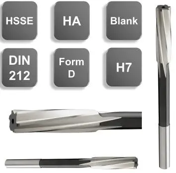 HSSE-Maschinenreibahle, Reibahle mit Linksspirale, rechtsschneidend, DIN 212, Form B