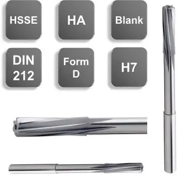 3.0 H7 x 15 x 33 x 61, d2=3 mm ✓ HSSE-NC-Maschinenreibahle, DIN 212, Form D Reibahle H7 Toleranz, Z=6