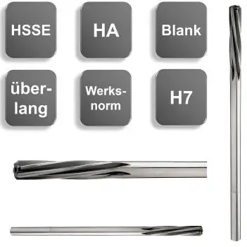 Langer HSSE-Maschinereibahle, Reibahle überlang Form D von GEFRABO