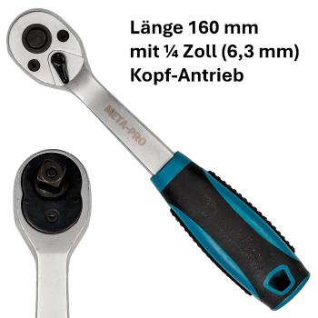 Ratsche 1/8 Zoll 72 Zähne 160 mm Cr-V Stahl Profi Knarre Meta-Pro
