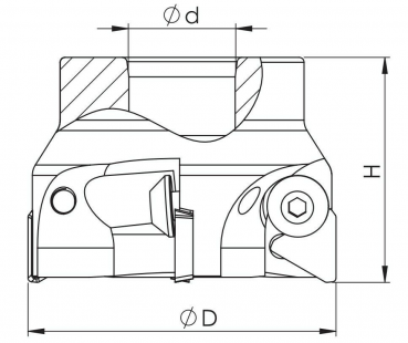 50 mm - Z=3 ✓ Eckfräser Messerkopf 90° für TPKN16 Wendeplatten