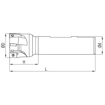 Drm.32 L200 mm - Schaftfräser, für APKT1003, Z=4