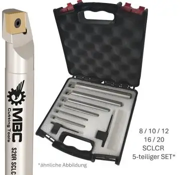8 / 10 / 12 / 16 / 20 mm ✓ Bohrstange-SET SCLCR 95°, Halter-Satz im Koffer Rechts für CCMT06 / CCGT06-Wendeschneidplatten