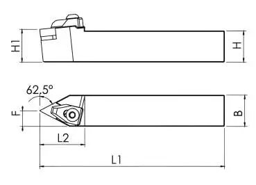 16 x 16 x 100 TDNNN ✓ Drehhalter 62,5° Neutral für DNMG11 Wendeplatten, Klemmdrehhalter