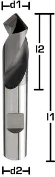 5,0 x 13 x 50 - d2=5 mm ✓ VHM-NC-Anbohrer 90° bis 60 HRC, TiAlN-Beschichtet mit HA Schaft
