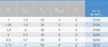 1,0 x 1.3 x 35 - d2=3 mm ✓ VHM-Zentrierbohrer 60°, Typ N, Form A, HA-Schaft