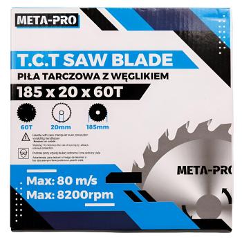 Holzsägeblatt 185 mm mit 20 mm Bohrung und Z=60 Hartmetall Verzahnung