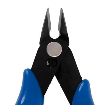 Professioneller Mini Seitenschneider / Elektronikzange 125 mm (5 Zoll) aus CrV-Stahl mit gehärteten Schneiden, Rückstellfeder und ergonomischem Zweikomponenten-Griff für präzise Arbeiten in Elektronik, Modellbau und Feinmechanik