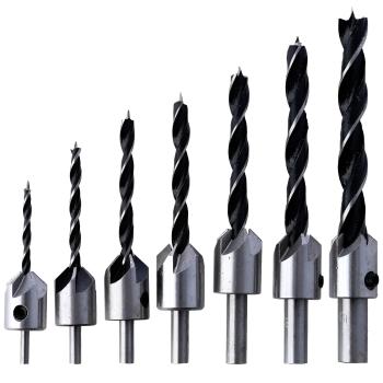 Holzbohrer-Set mit Senke 3 / 4 / 5 / 6 / 7 / 8 / 10 mm 7-Teilig, Holzspiralbohrer Satz