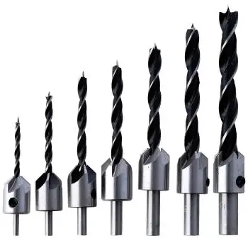Holzbohrer-Set mit Senke 3 / 4 / 5 / 6 / 7 / 8 / 10 mm 7-Teilig, Holzspiralbohrer Satz