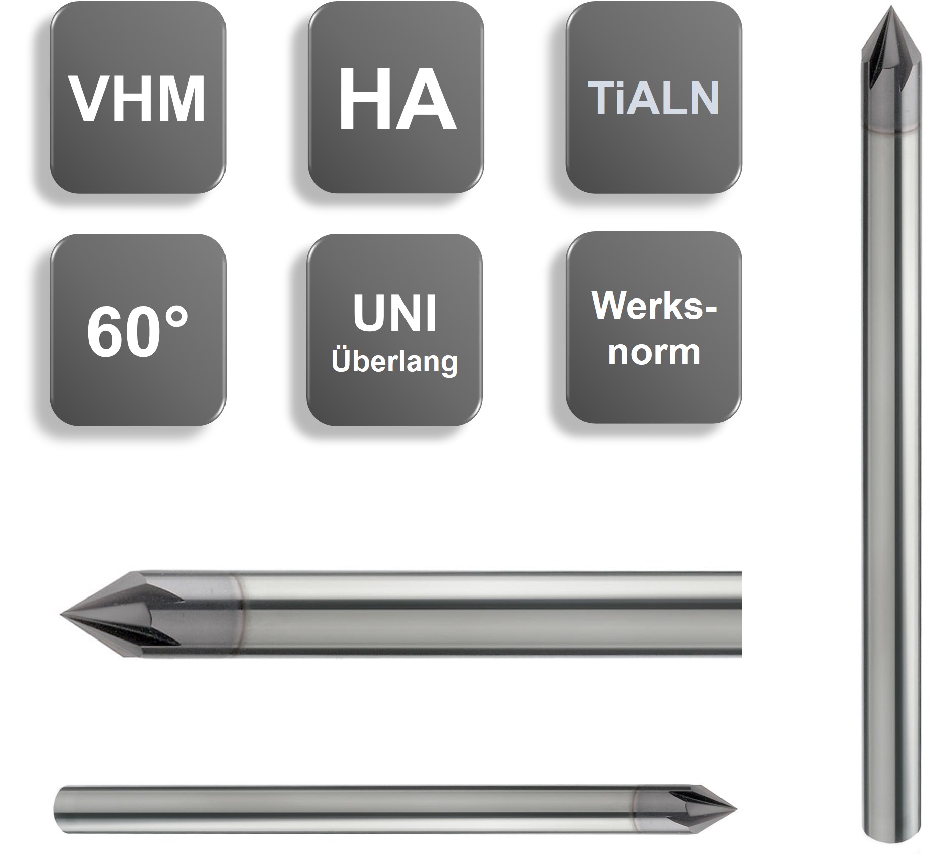 AM VHM Fasenfräser Entgratfräser 6mm 60° – TiAlN-beschichtet, Für Präzises Entgraten