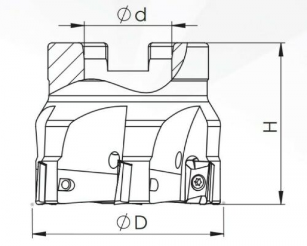 40 mm - Z=6 ✓ Eckfräser, Messerkopf, Hochvorschubfräser (High Feed) für LOGU0303 KYCR mit IK