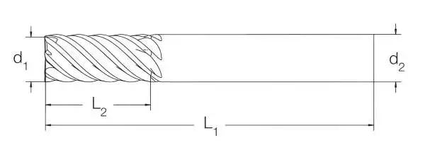 6,0 x 13 x 57 - d2=6 mm ✓ VHM-Schaftfräser 45°, beschichteter Fräser zum Schlichten, Schlichtfräser Z=6, HA Schaft