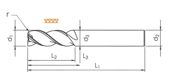 16,0 x 32 x 92 - d2=16 mm ✓ VHM HPC-Fräser, Z=3, extrem polierter und scharfer Schaftfräser 45/46°, ALU-S