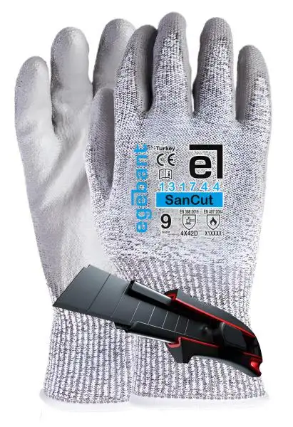 1 Paar Schnittschutzhandschuhe L / 9 Schnittfeste Polyurethan Arbeits- und Montagehandschuhe mit Stahlfasern