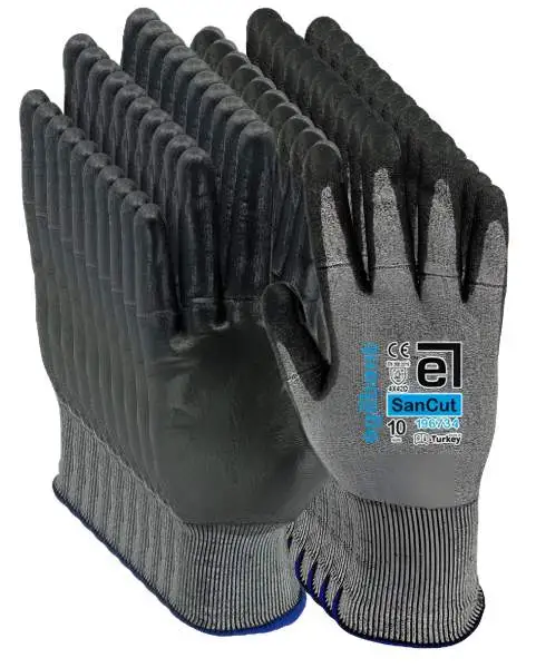 1 Paar Stahlfaser Schnittschutzhandschuhe M / 8 Schnittfeste Polyurethan Arbeitshandschuhe mit speziellem Fingerschutz