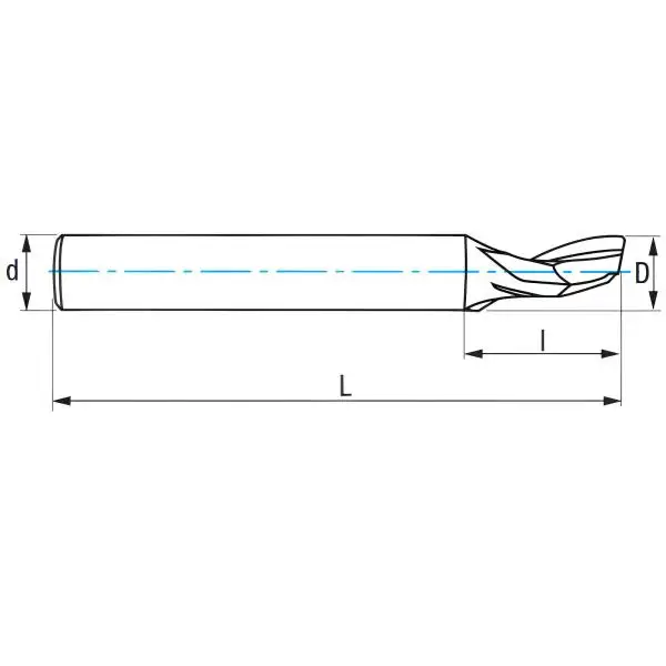 6,0 x 14 x 60 - d2=6 mm ✓ HSS Alufräser, Einzahnfräser, Fräser, Spiralfräser mit Z=1