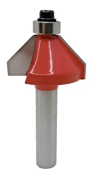 28,6 mm ✓ HM Holzfräser 45°, V-Cutfräser mit Kugellager d2=8 mm für Oberfräse