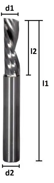 8,0 x 35 x 75 - d2=8 mm ✓ VHM Alu-Fräser, Z=1, Poliert Linksdrall DownCut