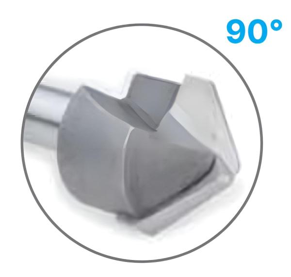 16,0 x 59 mm - d2=8 mm ✓ HM V-Nutenfräser, Abkantfräser, V-Cut Fasenfräser, 90° Fasenfräser mit Spezialgeometrie für Alu-Verbundstoffe 